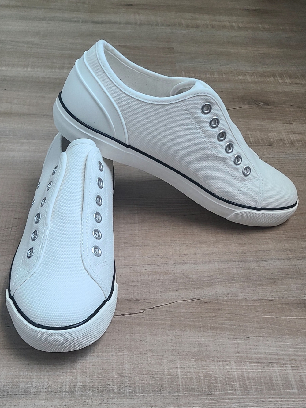 White Canvas Slip-On Women's Sneakers